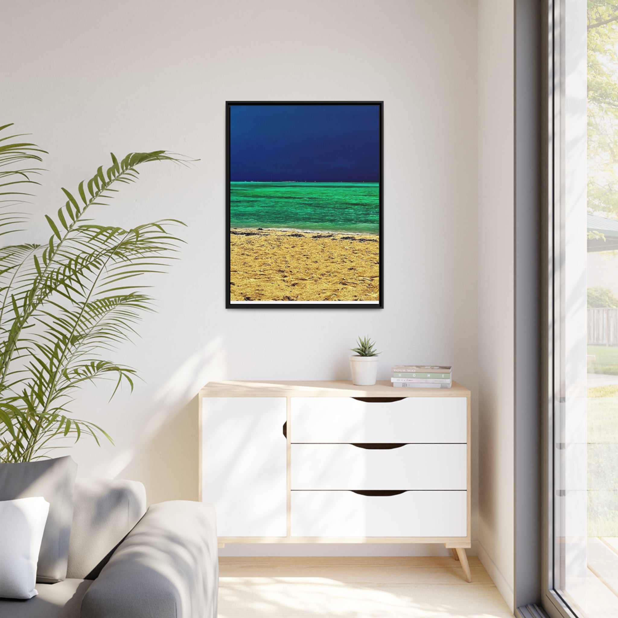 Bahama Beach, Matte Canvas, Black Frame