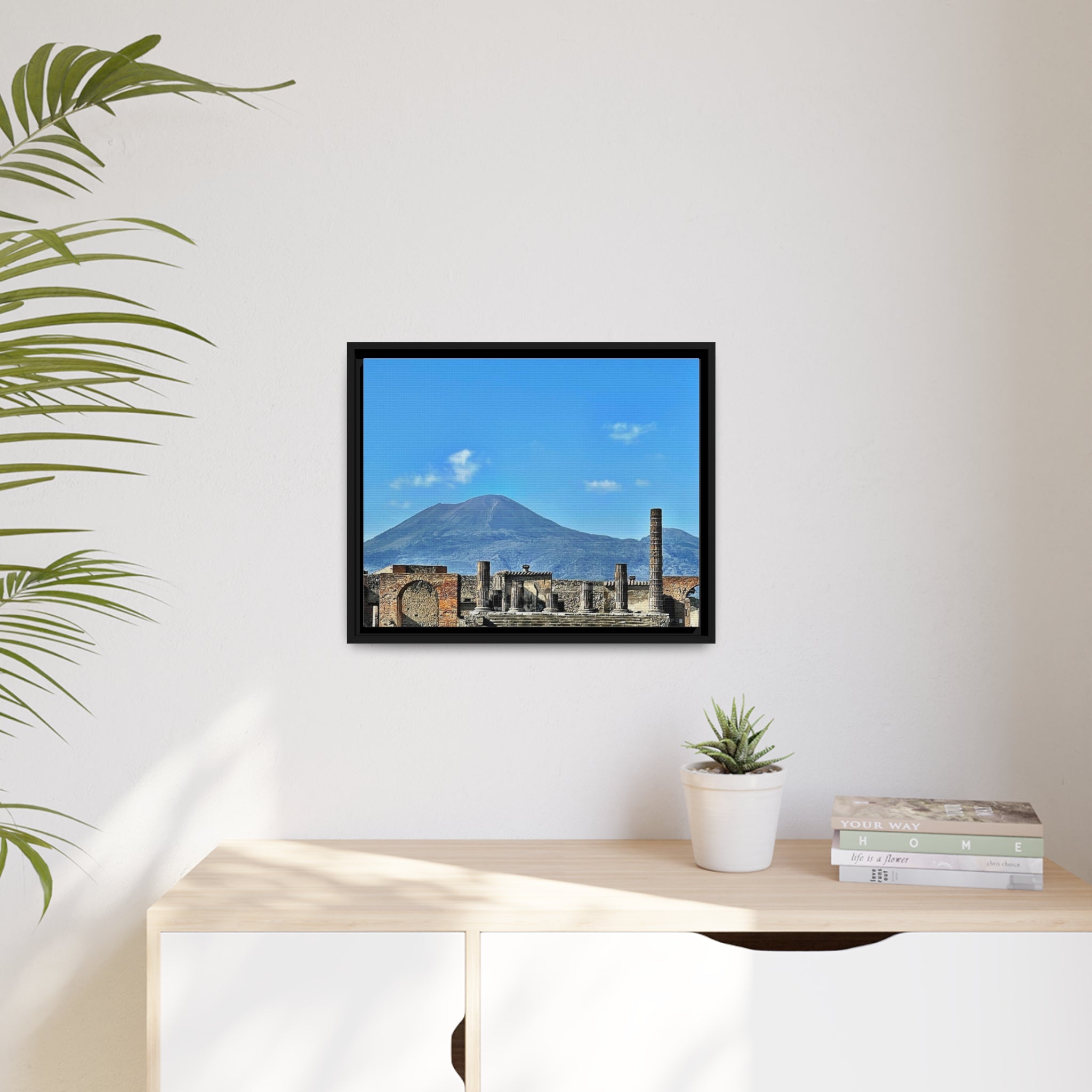Mt Vesuvius Italy, Matte Canvas, Black Frame