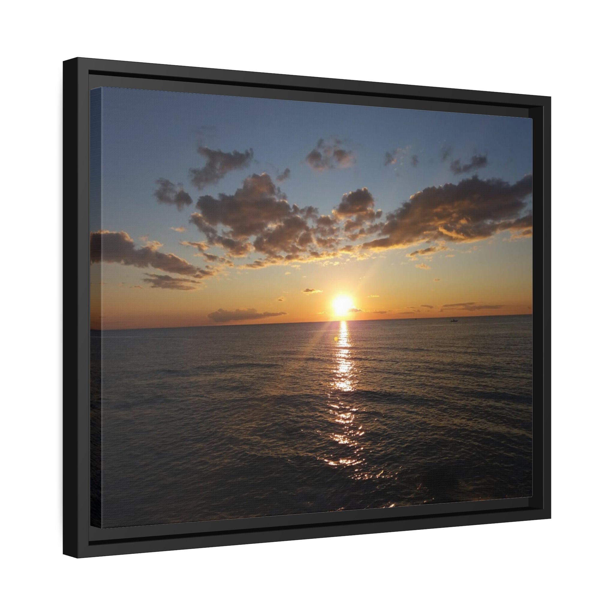 Sunset over the Mediterranean Matte Canvas, Black Frame