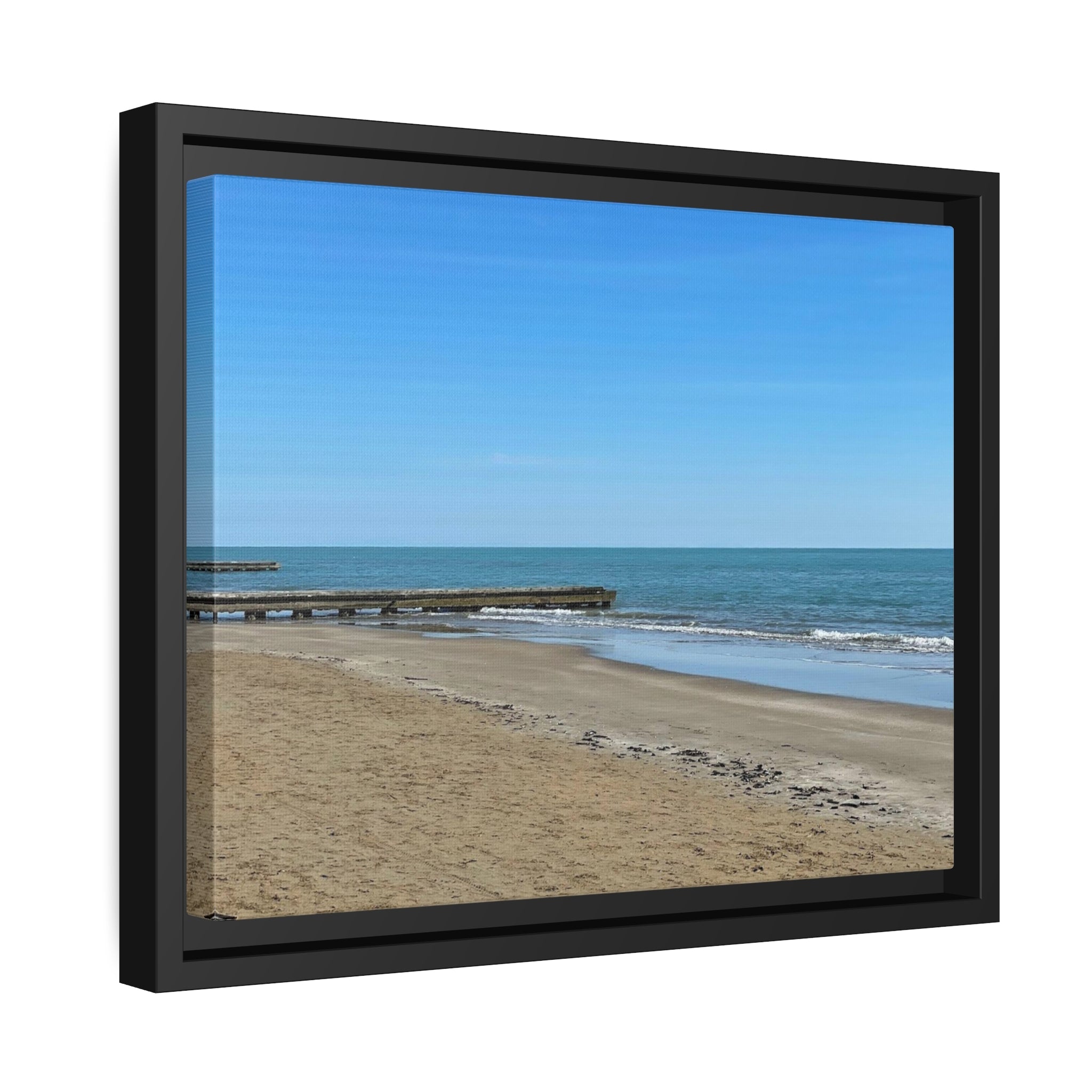 Shores of Lignano Beach Italy, Matte Canvas, Black Frame