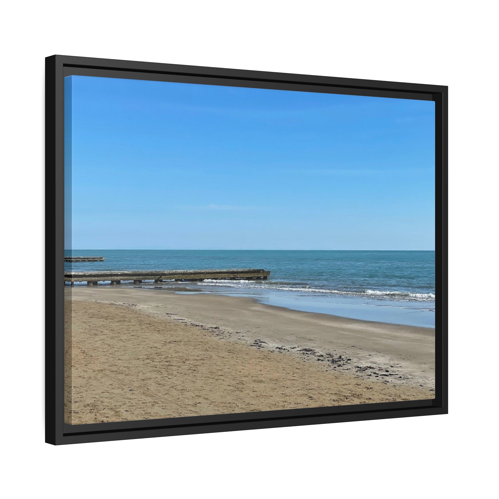 Shores of Lignano Beach Italy, Matte Canvas, Black Frame