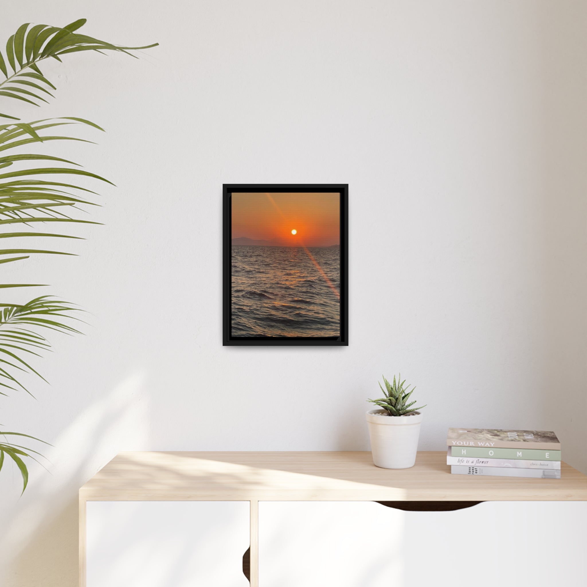 Sunset over the Mediterranean Matte Canvas with Black Frame