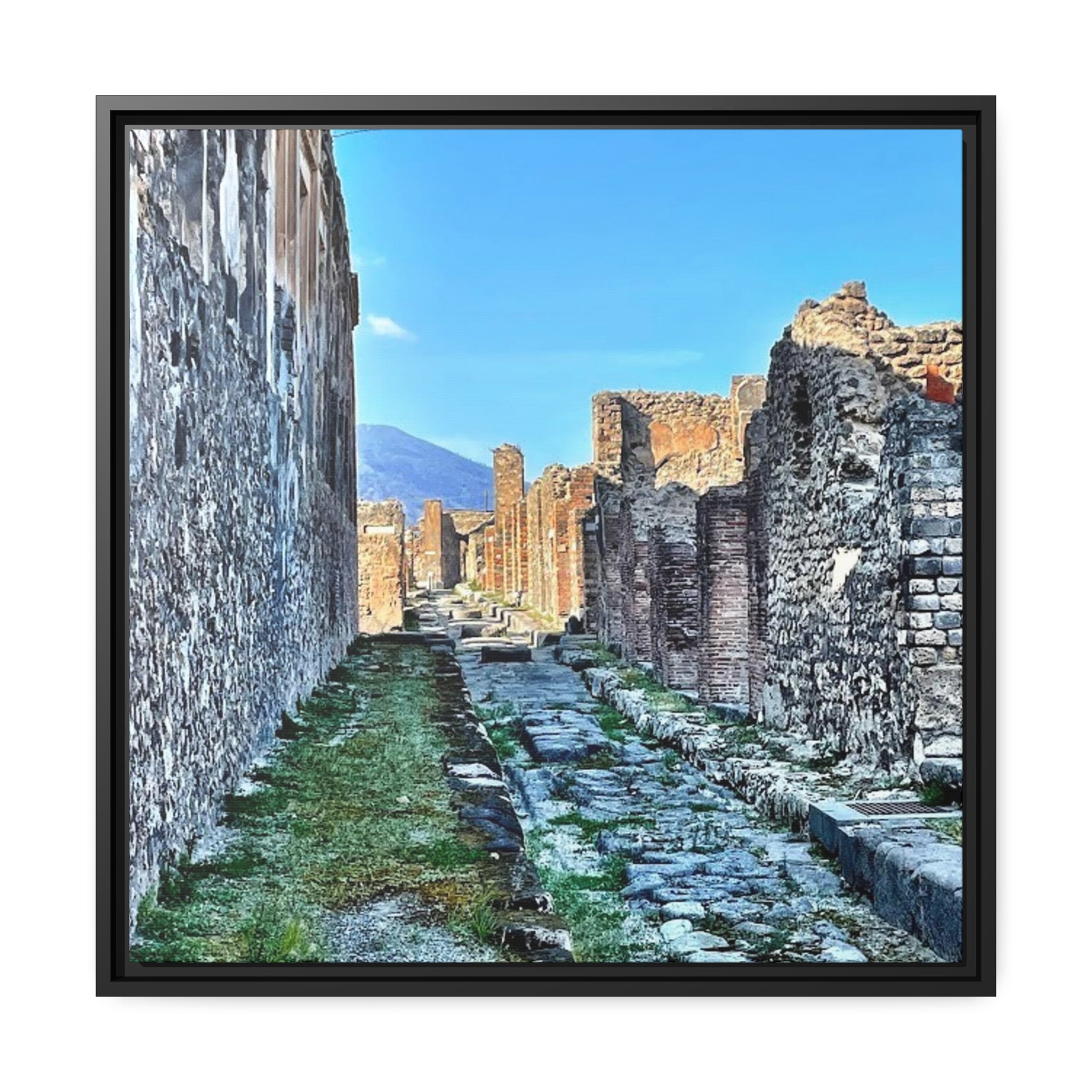 Streets of Pompeii Italy, Matte Canvas, Black Frame