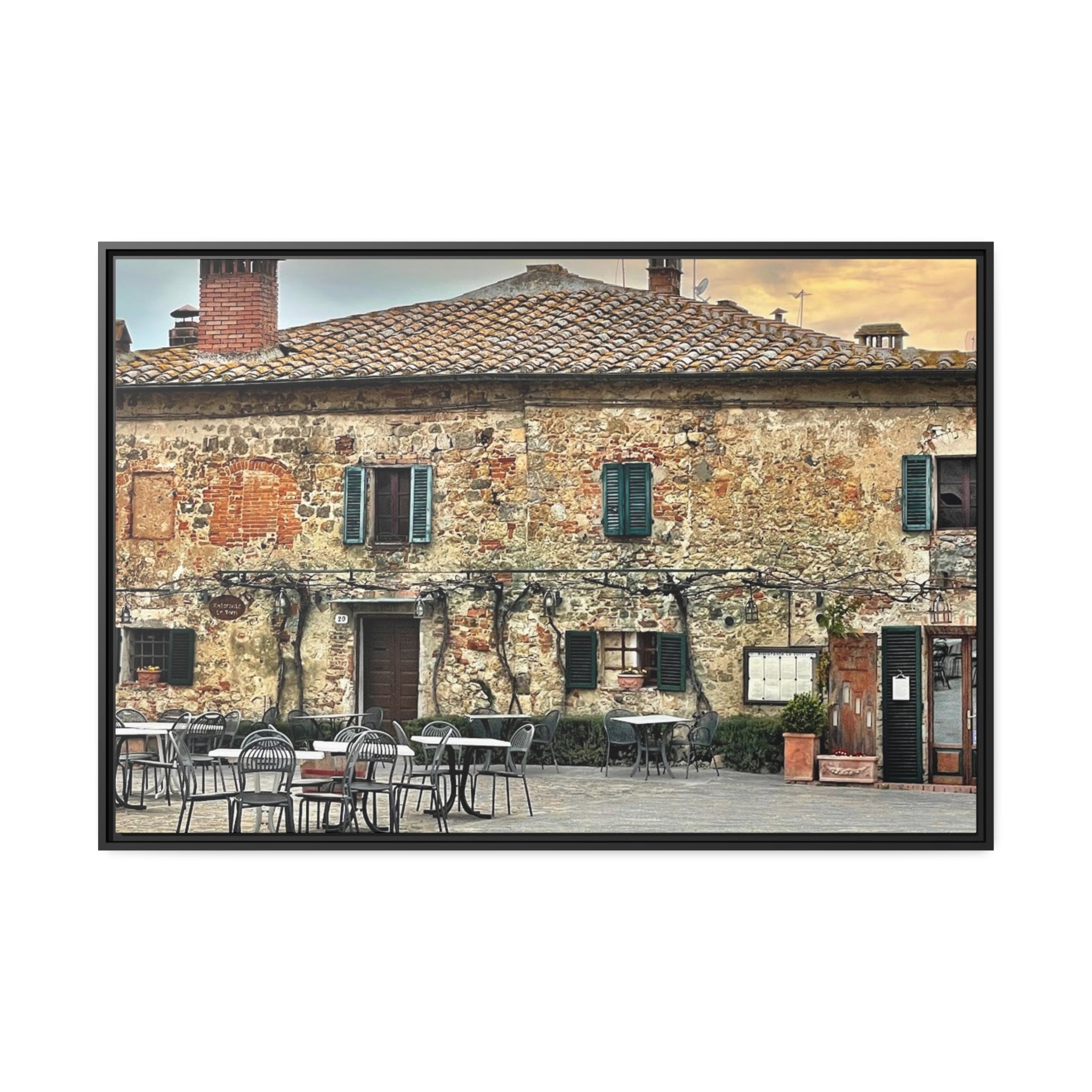 Tuscan Villa of Italy, Matte Canvas, Black Frame