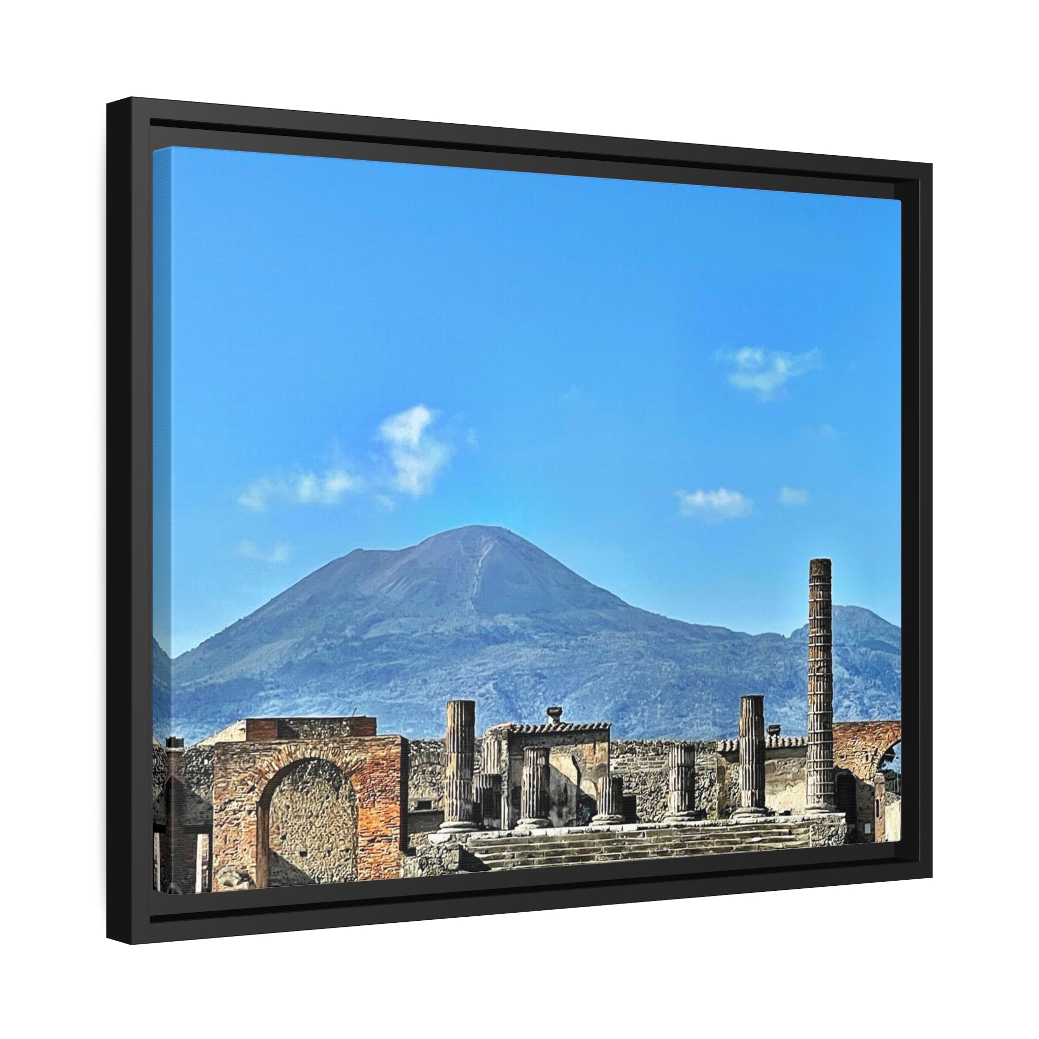Mt Vesuvius Italy, Matte Canvas, Black Frame