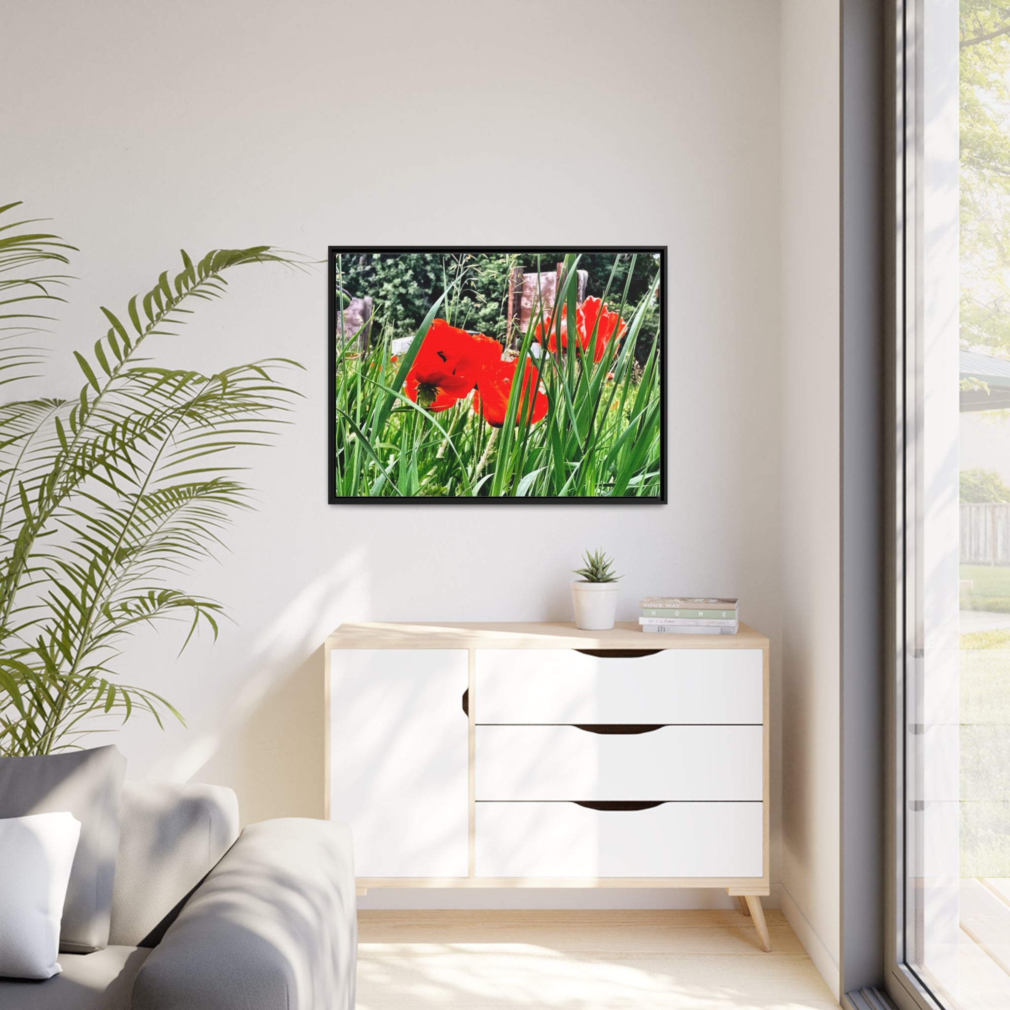 Utah Poppies, Matte Canvas, Black Frame