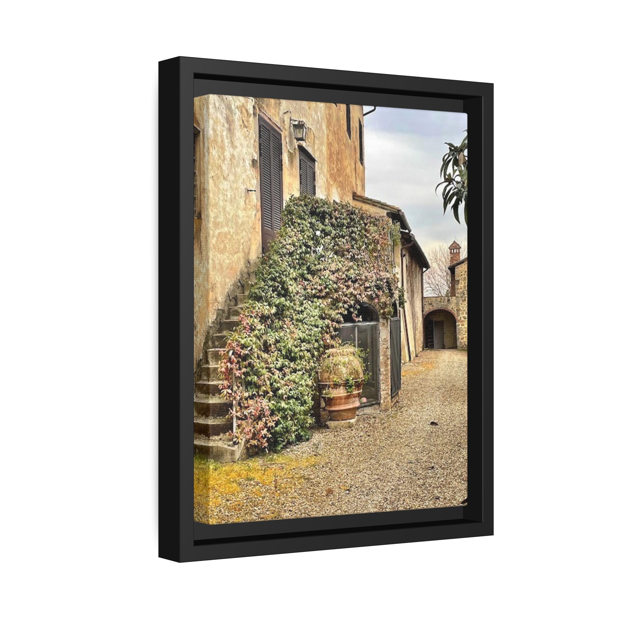 Tuscan Vineyard, Italy Matte Canvas, Black Frame