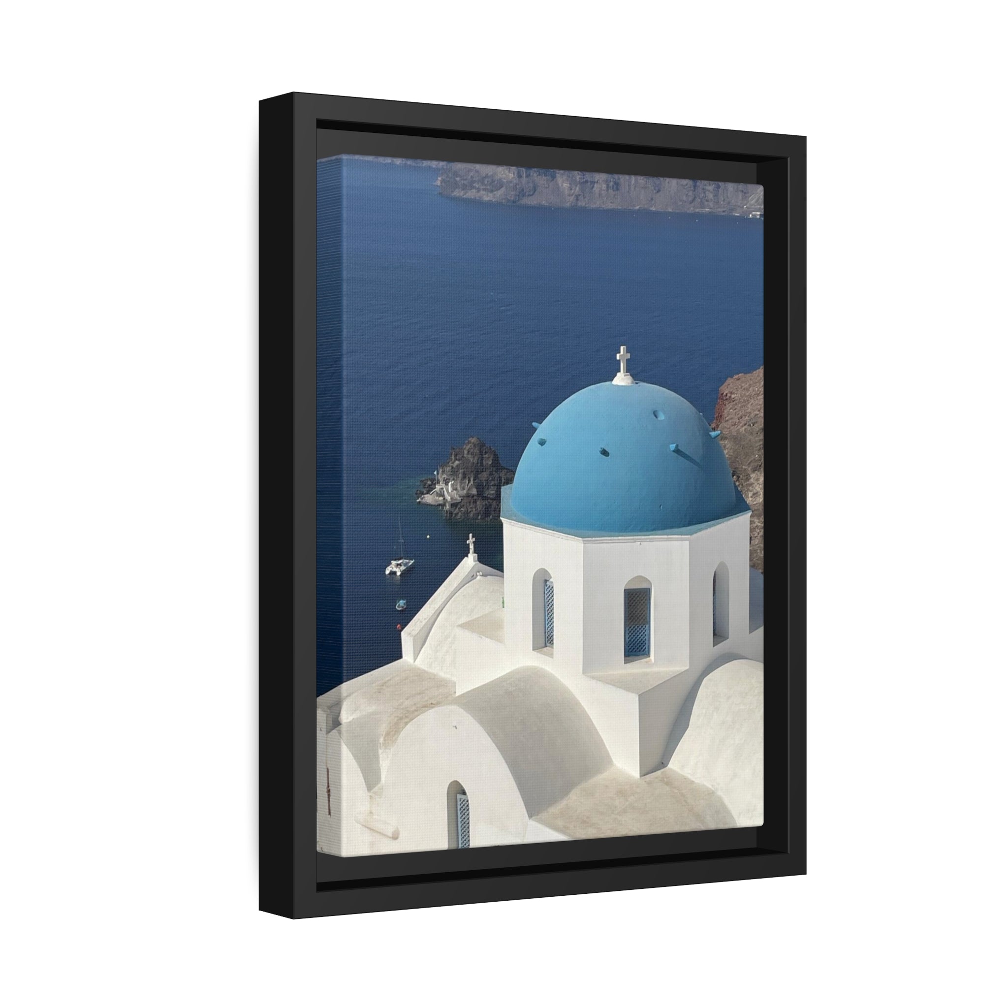 Santorini Greece, Matte Canvas, Black Frame