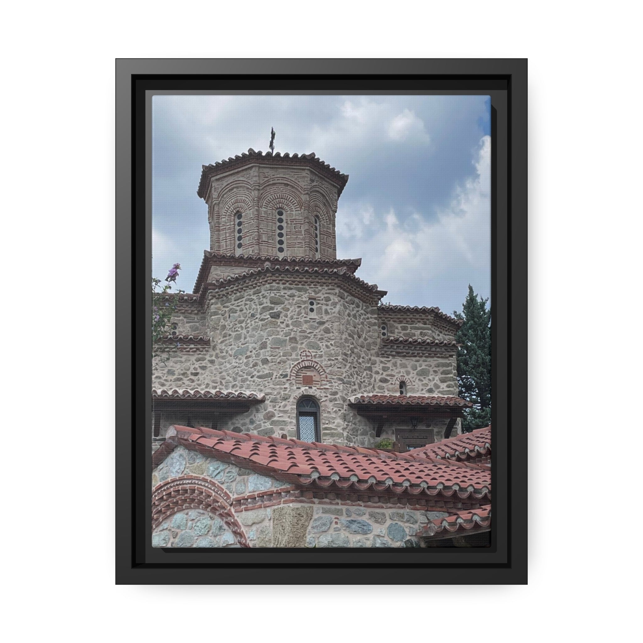 Monastery of Meteora Greece, Matte Canvas, Black Frame