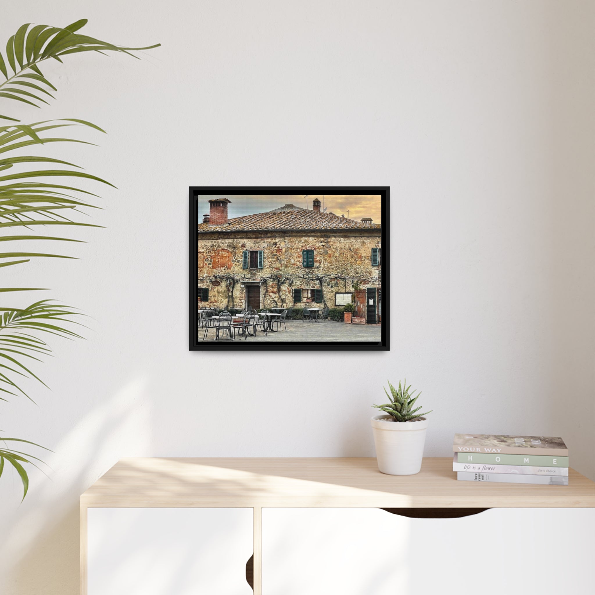 Tuscan Villa of Italy, Matte Canvas, Black Frame