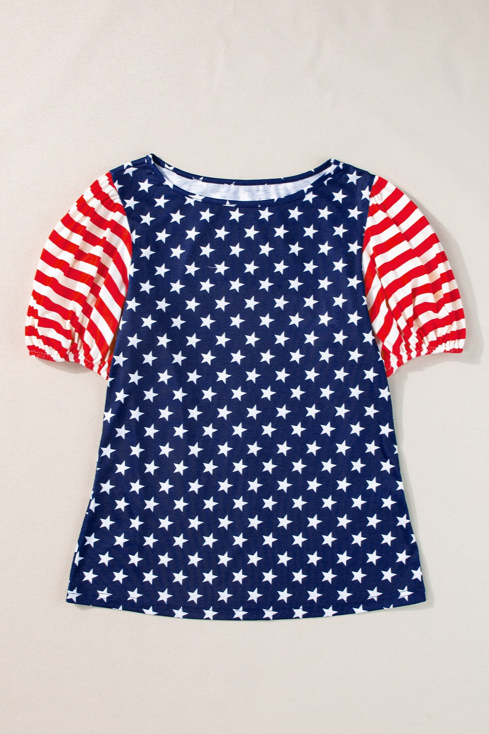 Stars and Stripes Round Neck Short Sleeve Top